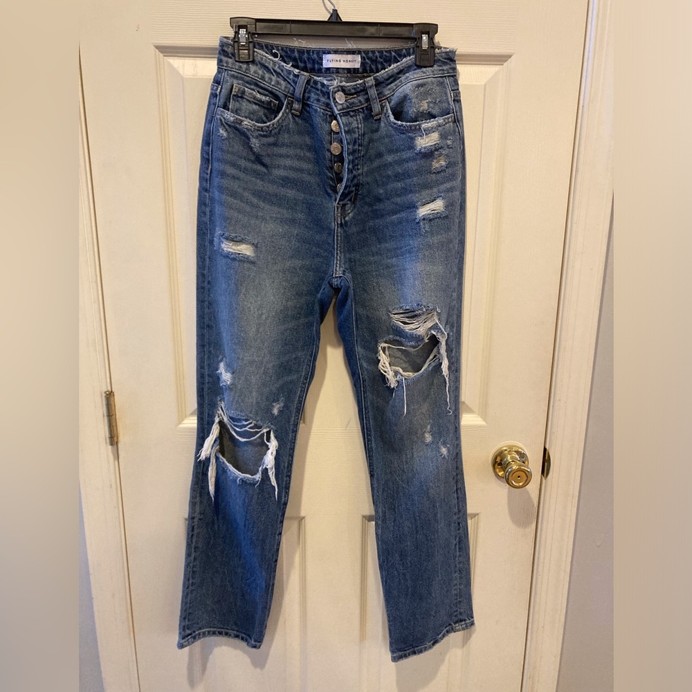 Flying Monkey Slouchy Relaxed Jean Boho Grunge Denim Goth Biker Woman Size 27